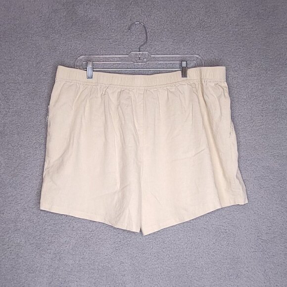 Treasure & Bond Womens Casual Shorts Beige Linen Blend Pockets Button 1X‎ New - Picture 2 of 10